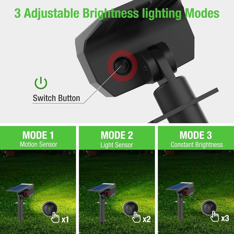 nipify Solar Lights Outdoor Waterproof, Motion Sensor Spot Lights- 4 Pack/56 LED/3 Modes Solar Powered Spotlights 2-in-1 Auto On/Off Landscape Lighting for Outside Yard Wall Garden, Cool White - Image 3